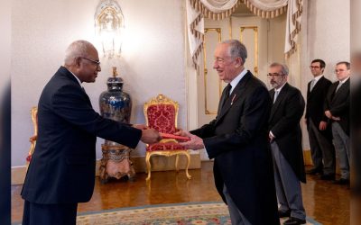 AMBASSADOR TARAKINIKINI PRESENTS HIS CREDENTIALS TO THE PRESIDENT OF THE PORTUGUESE REPUBLIC
