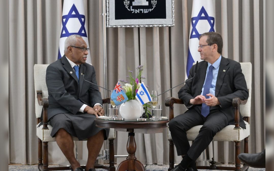 AMBASSADOR VITUSAGAVULU PRESENTS CREDENTIALS TO THE PRESIDENT OF ISRAEL