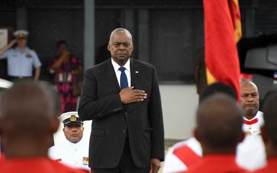 TRADITIONAL WELCOMING CEREMONY ACCORDED TO THE FIRST EVER U.S. SECRETARY OF DEFENSE TO VISIT FIJI